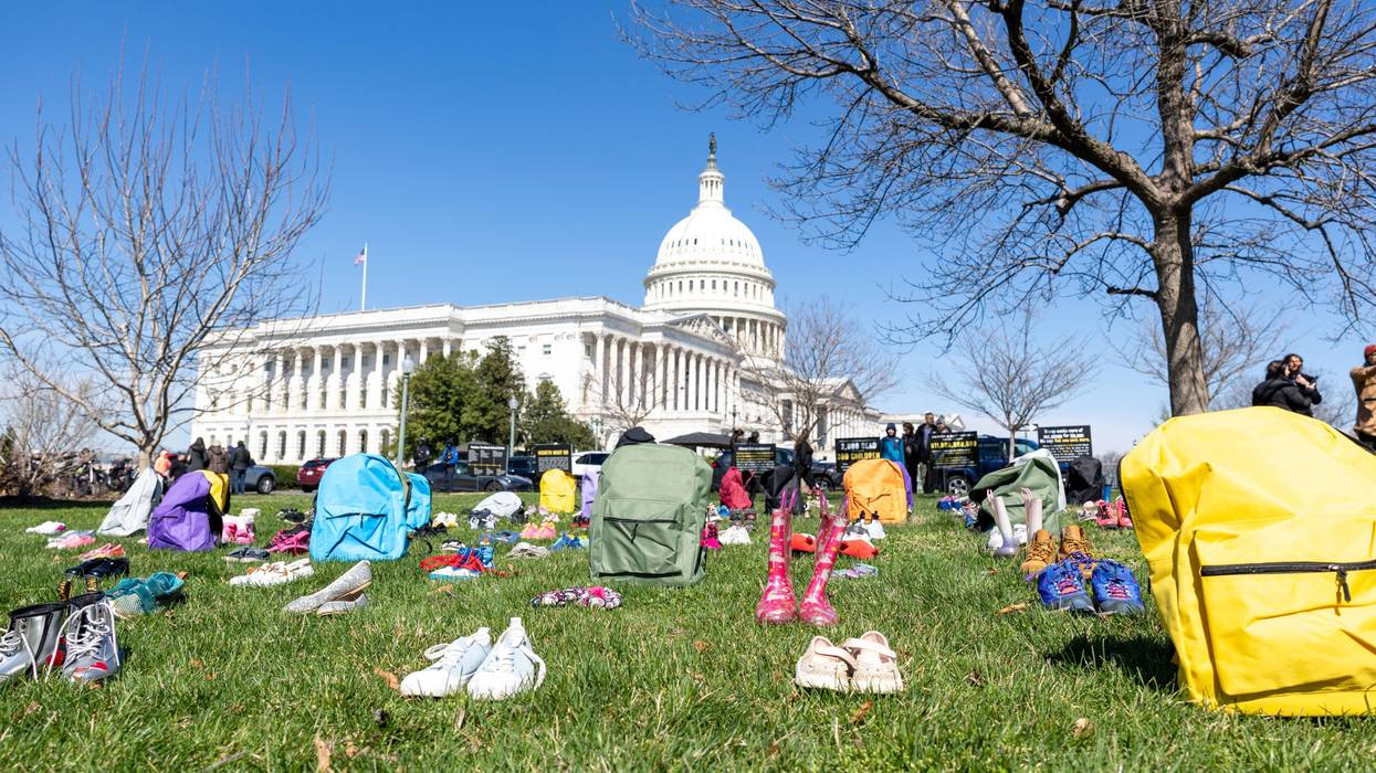 168 Pairs Of Shoes Set Up On Capitol Grounds Memorial Representing Those Killed In The U.S. Strike On An Iranian School