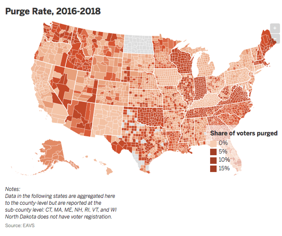 17 million Americans were purged from voter rolls between 2016 and 2018.