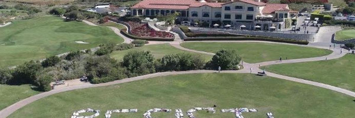 Hundreds Gather at Trump Golf Course and Spell It Out: 'Resist!'