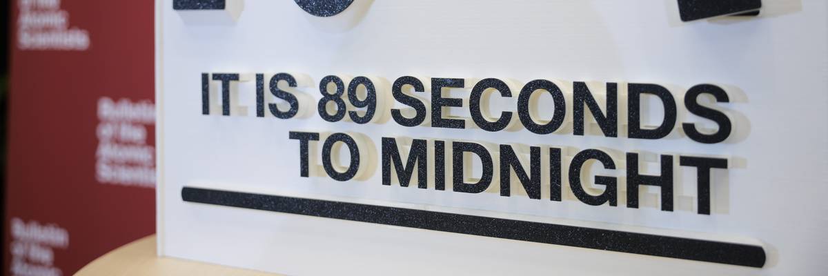 2025 Doomsday Clock close-up.