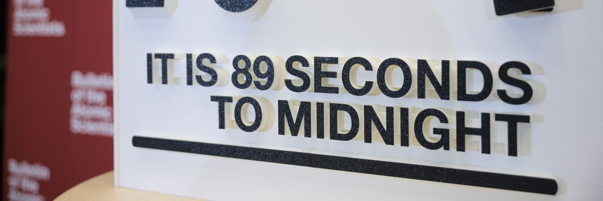 2025 Doomsday Clock close-up.