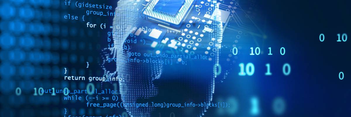 3d illustration of ai human on technology background.