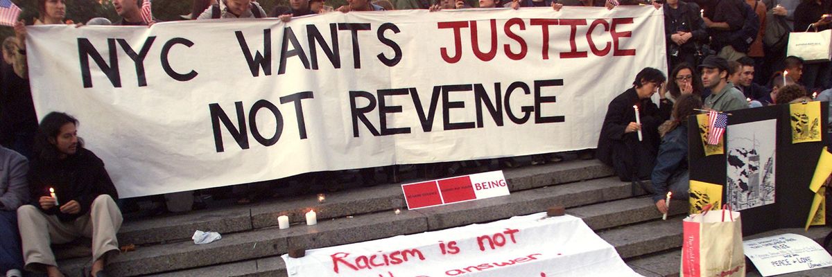 9/11 anti-war protest just days after the attacks.