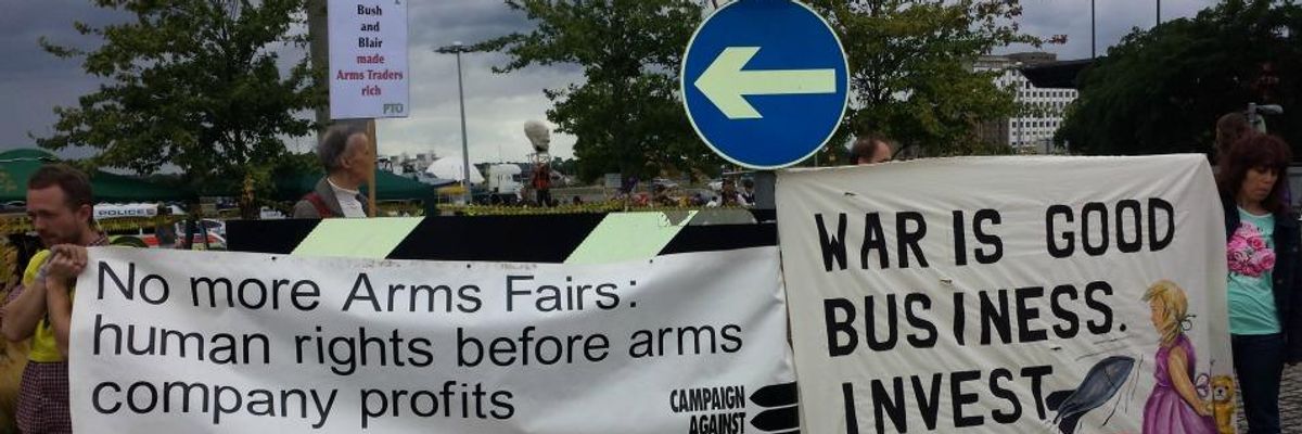 A 2013 protest against DSEI