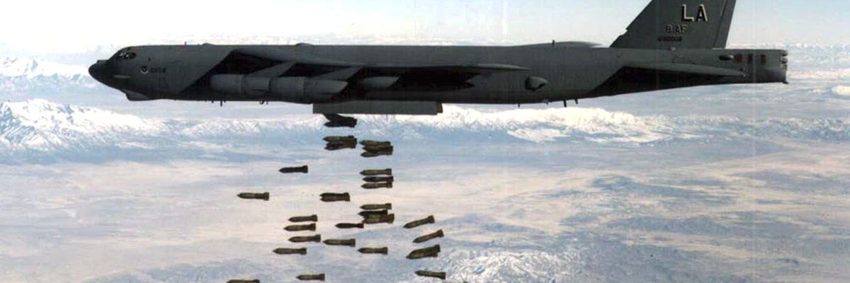 A B-52 drops bombs in this file photo, date unknown.