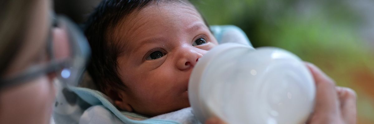 A baby born to a Guatemalan asylum seeker is seen on April 20, 2020