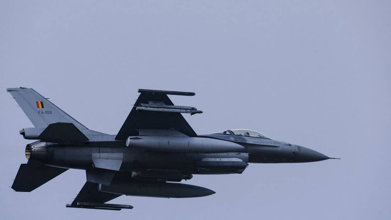 A Belgian F-16 jet fighter takes part in a NATO nuclear drill