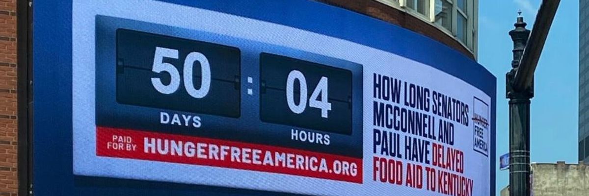 'Hunger Clock' Billboards Blast McConnell and GOP Senators for Blocking $16 Billion in Food Aid