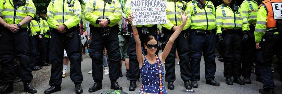 A British anti-fracking protester 