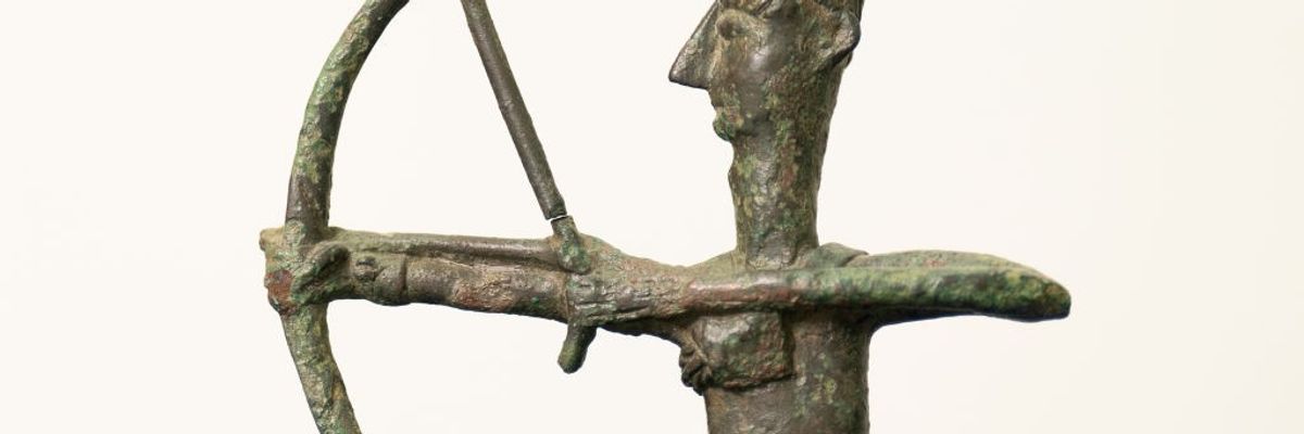 A bronze figure of an archer from Sardinia.