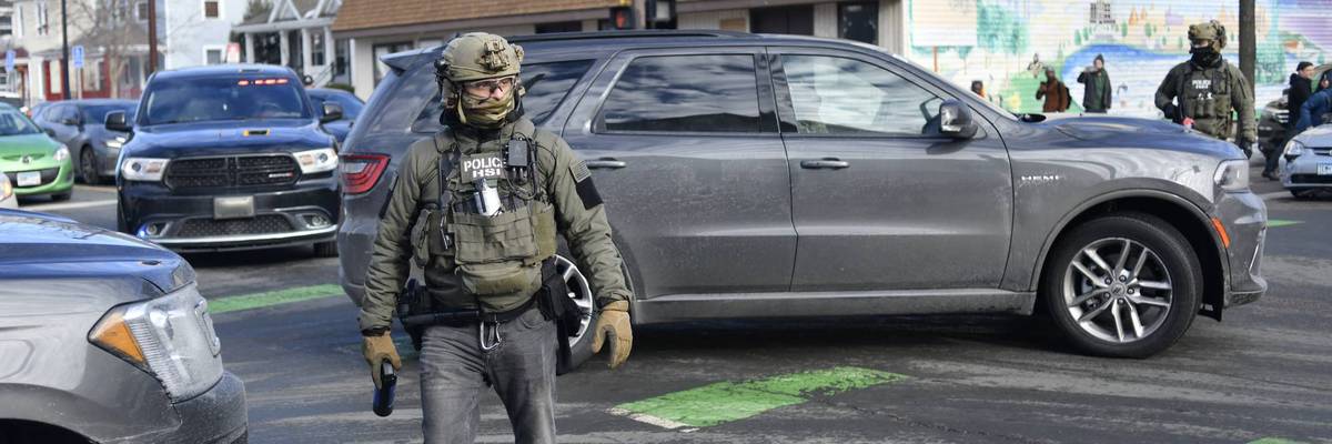 A CBP officer patrols in Minneapolis.
