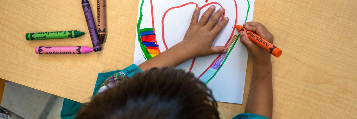 A child draws a picture