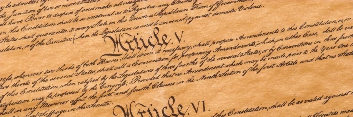 A close-up of part of the U.S. Constitution.
