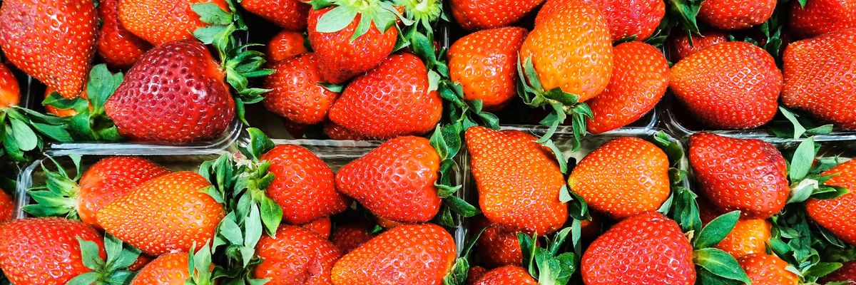 A close-up of strawberries. 
