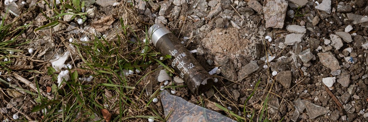 A cluster bomb capsule in Ukraine