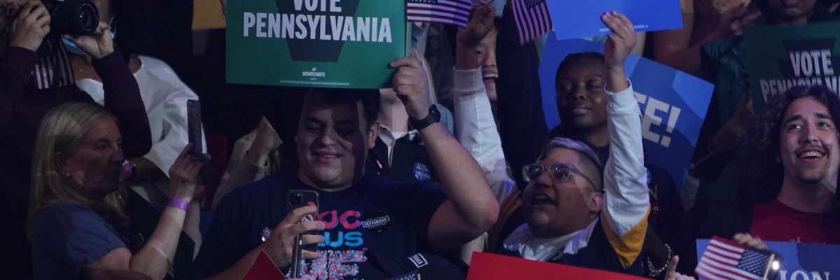 A crowd is pictured during a rally in Pennsylvania
