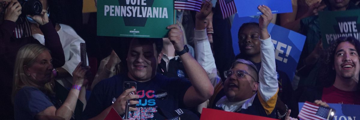 A crowd is pictured during a rally in Pennsylvania