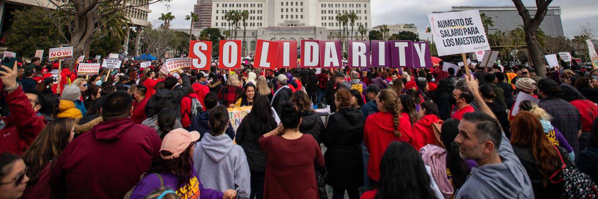 A crowd of teachers gathered on March 15, 2023