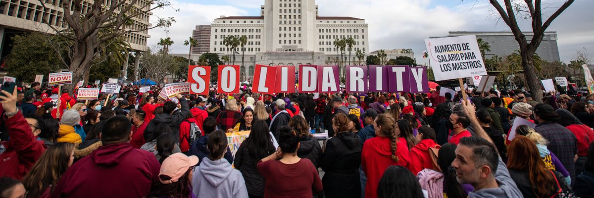 A crowd of teachers gathered on March 15, 2023
