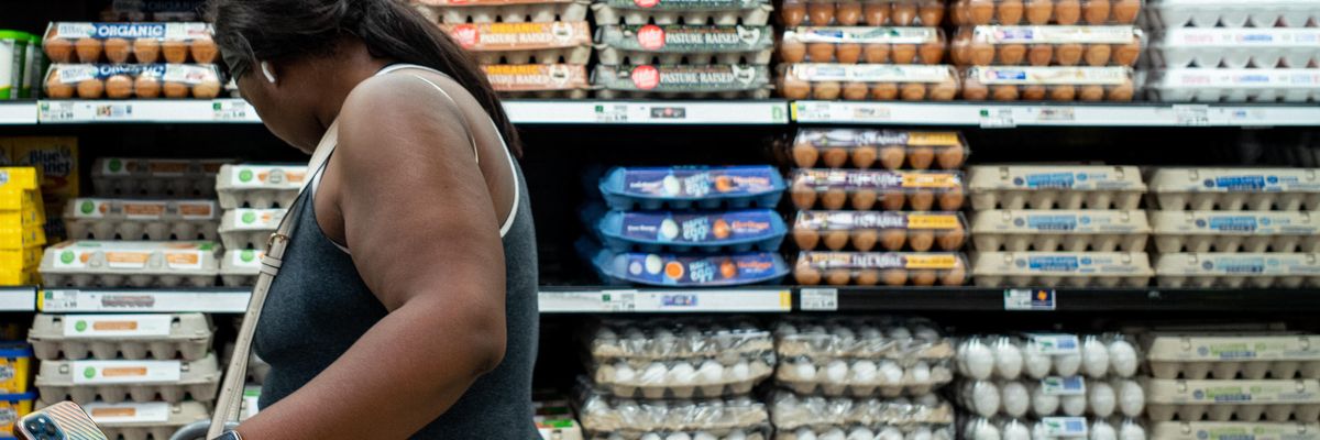 A customer shops for eggs at a Kroger grocery store on August 15, 2022 in Houston, Texas.