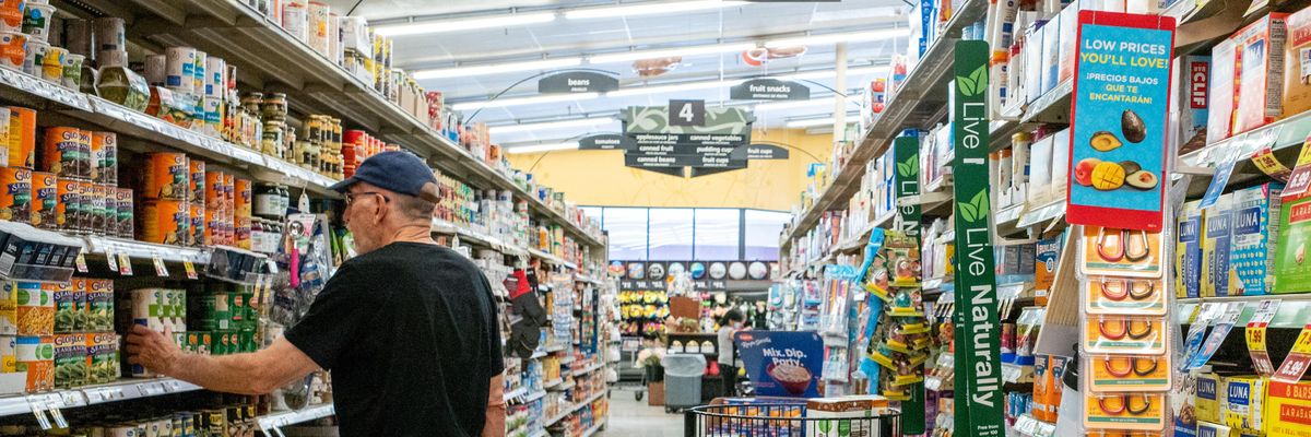 A customer shops in a Kroger grocery store on July 15, 2022 in Houston, Texas.