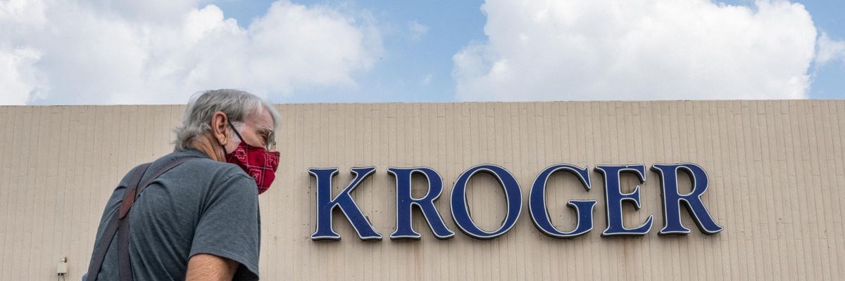 A customer walks into a Kroger grocery store on September 09, 2022 in Houston, Texas