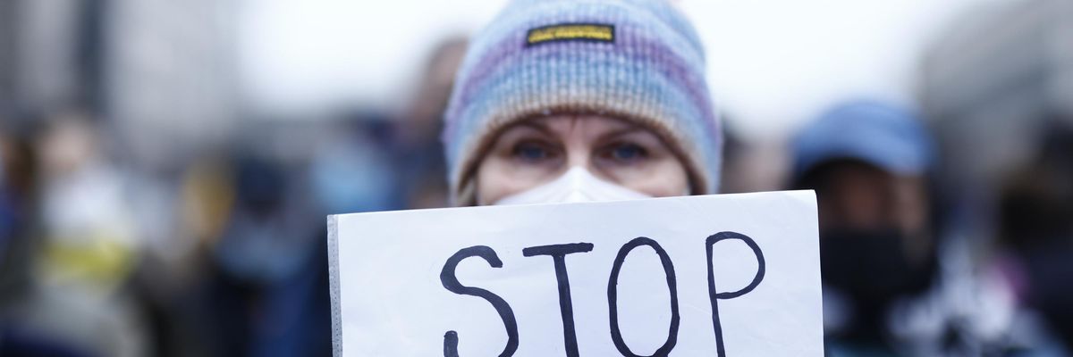 A demonstration against Russia's invasion of Ukraine