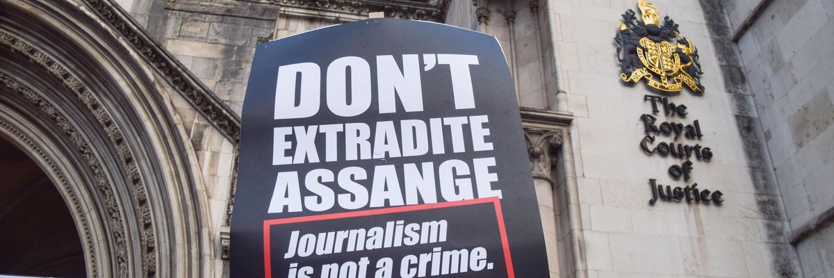 A demonstration in support of Julian Assange in London