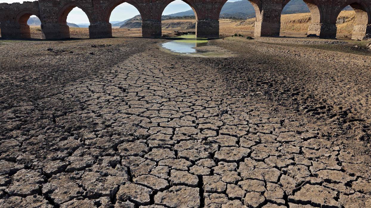 A dry riverbed cracks in Spain.