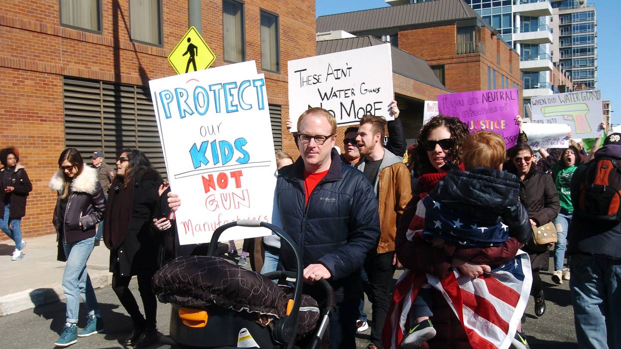 A family at a protest.