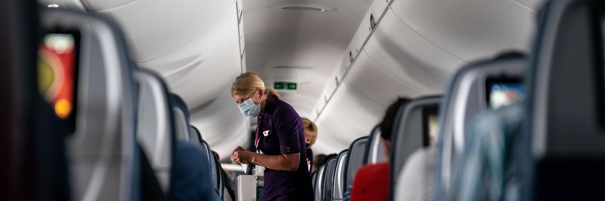 A flight attendant on a Delta Airlines flight