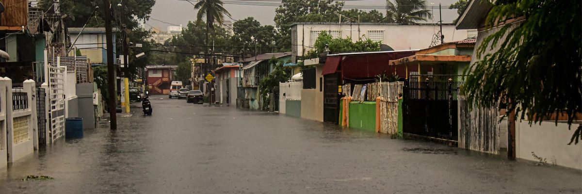 A flooded street is seen in Puerto Rico during the passage of Hurricane Fiona