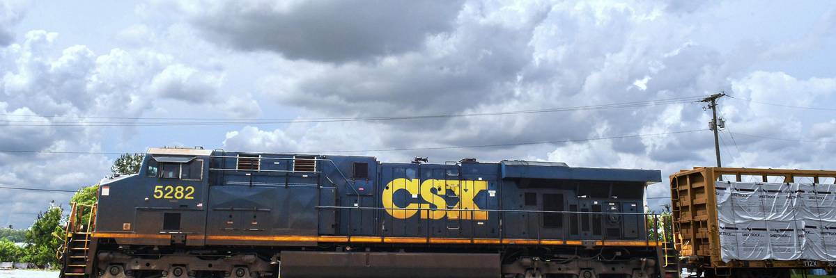 A freight train is seen in Orlando, Florida