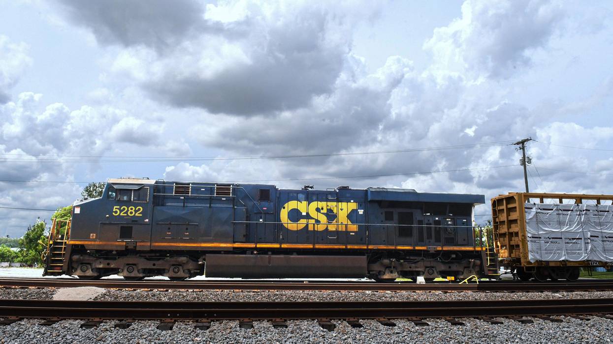 A freight train is seen in Orlando, Florida
