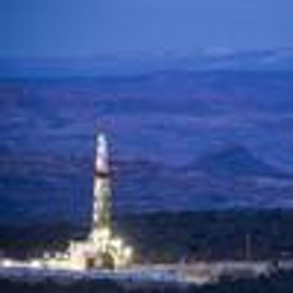 A gas drilling rig sits in an area of southeastern Utah managed by the Bureau of Land Management.