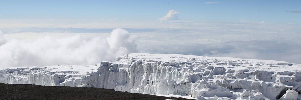 A glacier on Mount Kilimanjaro is viewed from Uhuru peak on December 11, 2010 in Arusha, Tanzania.