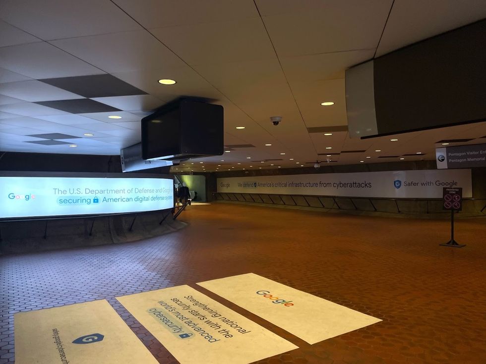 A Google ad on the floor of a D.C. Metro station.