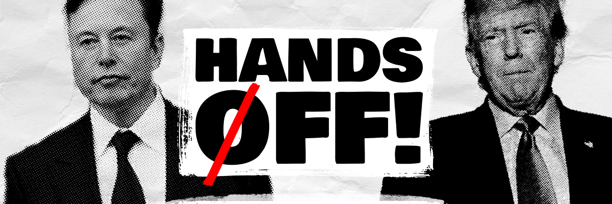 A graphic that shows U.S. President Donald Trump and billionaire Elon Musk