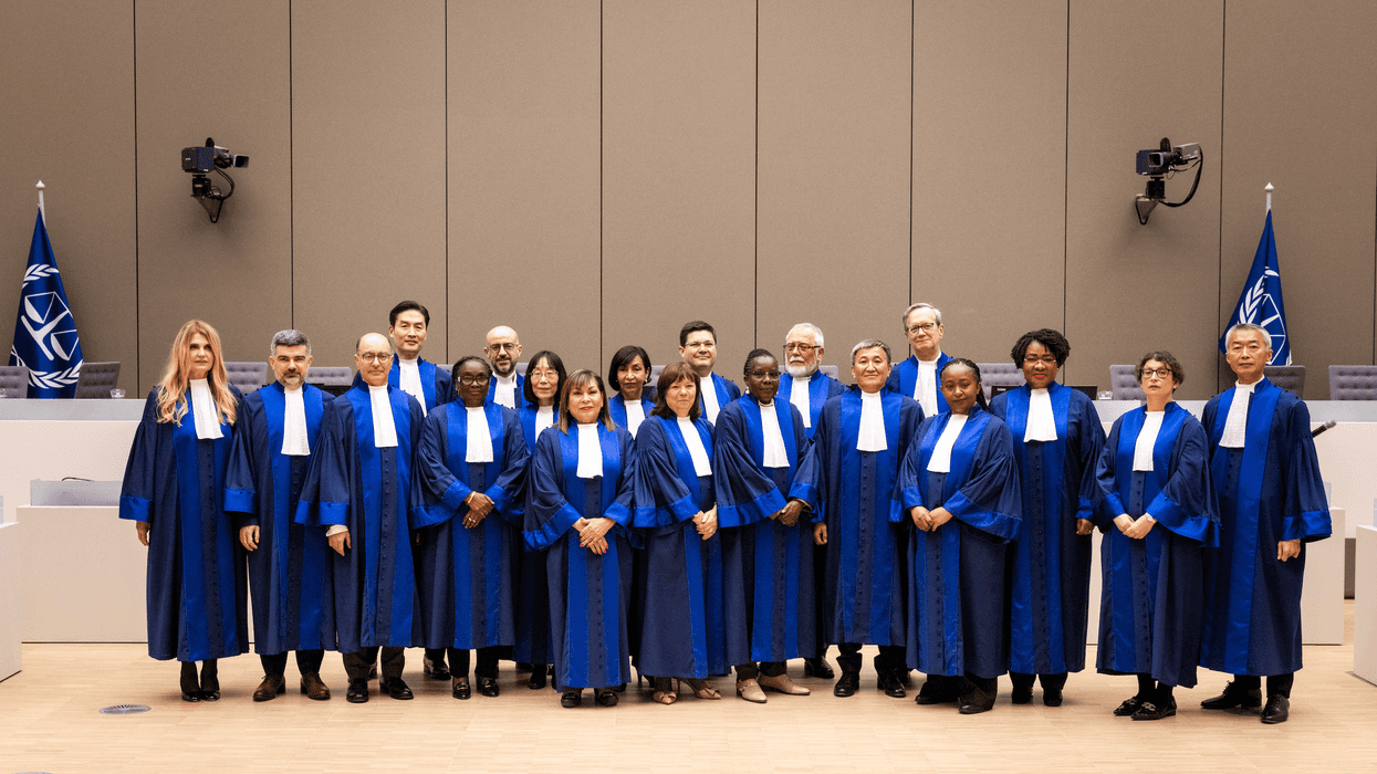 A group photo of all 18 ICC judges