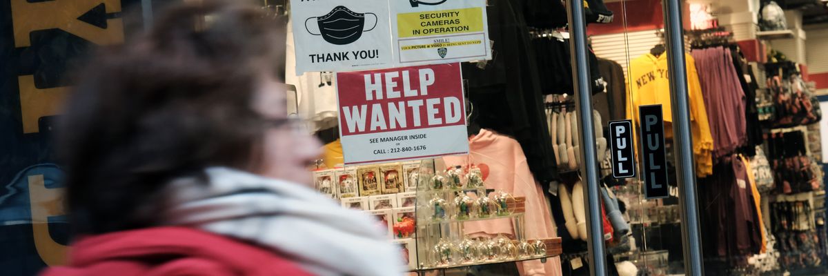 A 'help wanted' sign is displayed in a window
