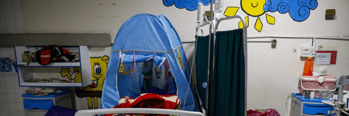 A hospital room is seen at Shahid Baqaei Hospital