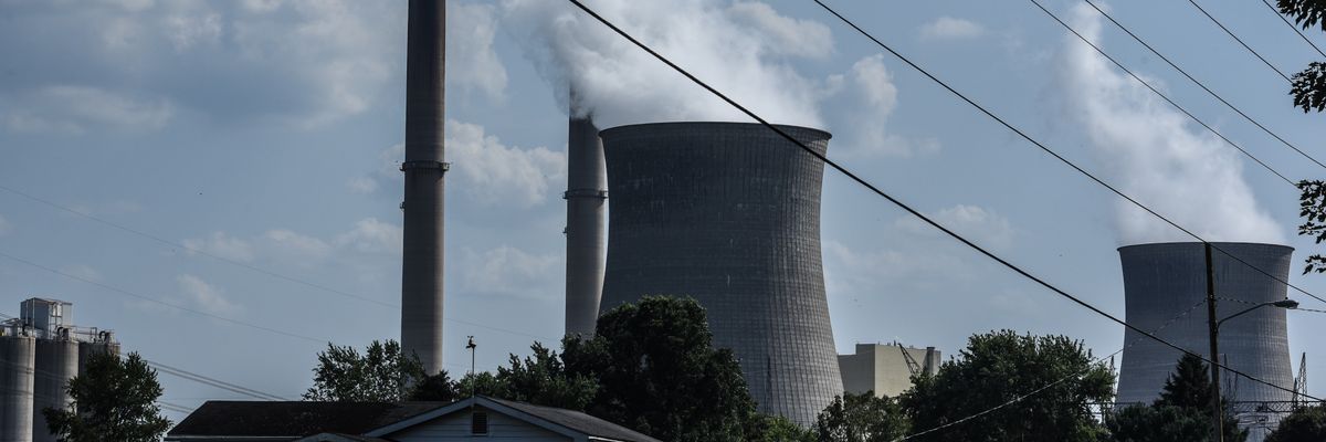 A house is seen near the Gavin Power Plant