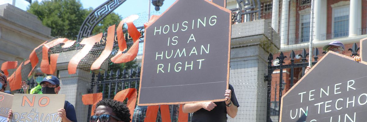 A housing protest.