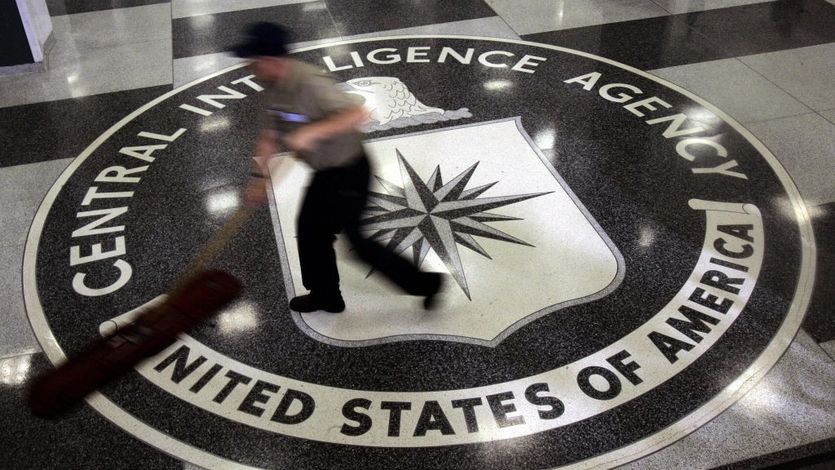 A janitor mops the floor at CIA headquarters