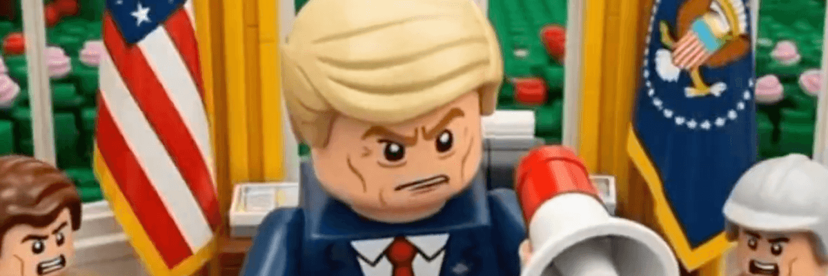 A lego President Donald Trump is shown in a screenshot of a Cuban video
