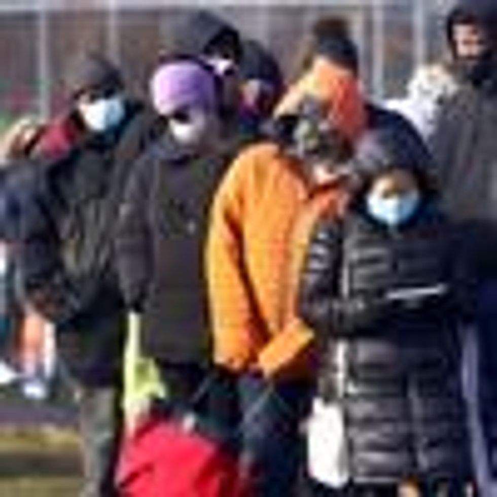 A line for Covid tests