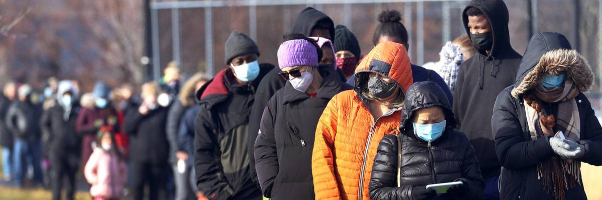 A line for Covid tests