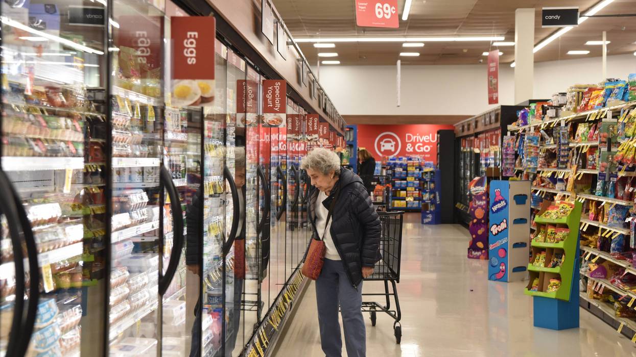 A local resident shops at a supermarket