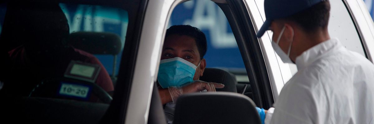 A man is tested for Covid-19