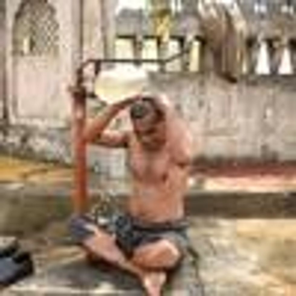 A man tries to cool off during a heatwave in Amritsar, India on April 30, 2022.